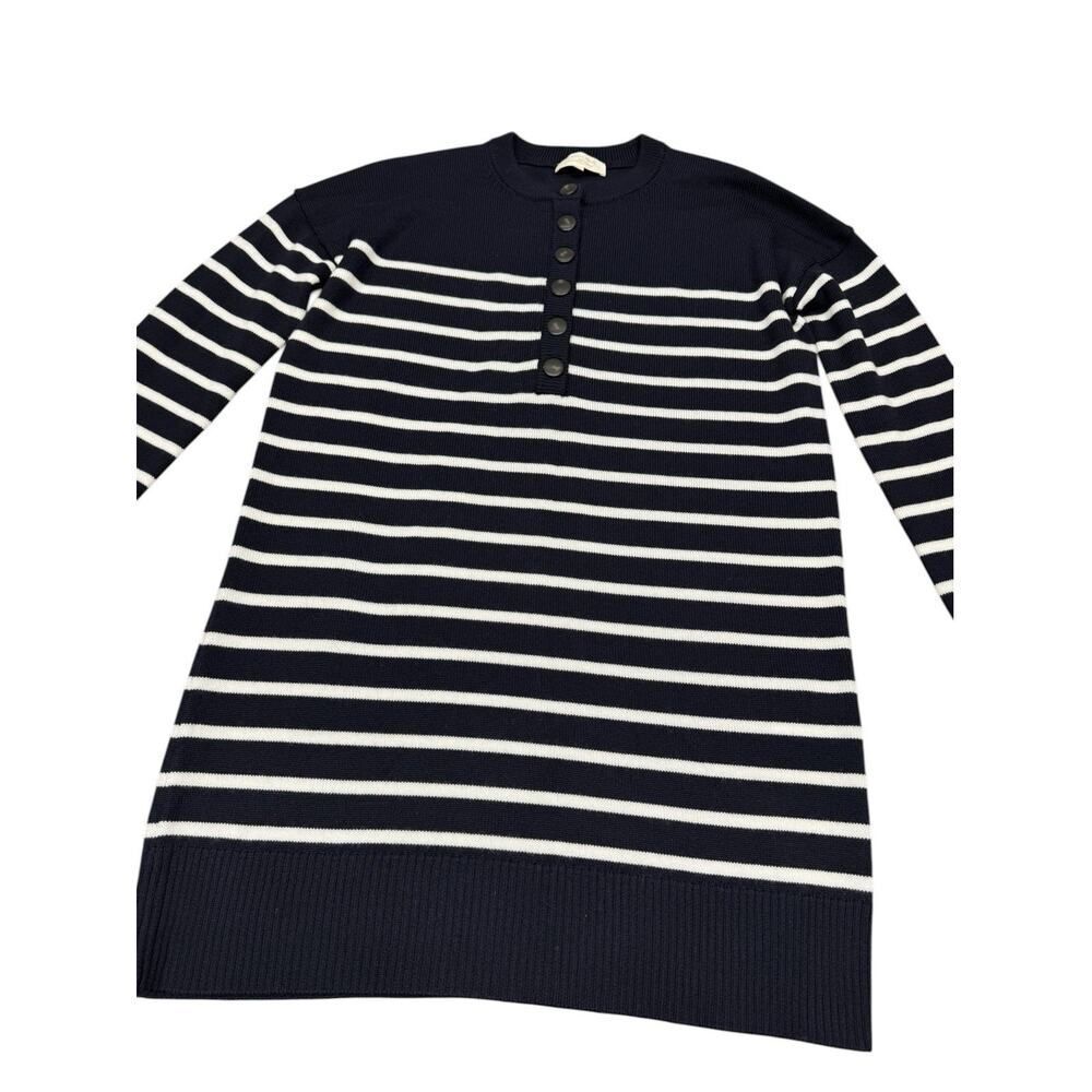 Sezane Evelyn Navy White Striped Merino Wool Sweater Dress XS Knit - Picture 5 of 9